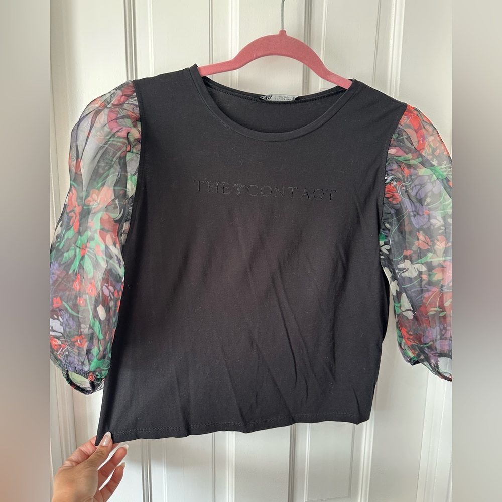 Zara Top woth organza sleeves